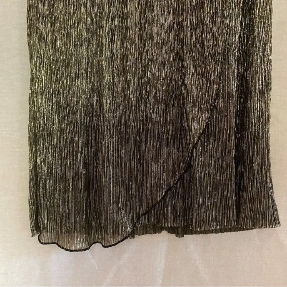 Express Shimmer Mini black and gold V Neck layered party dress Size S - Picture 4 of 9